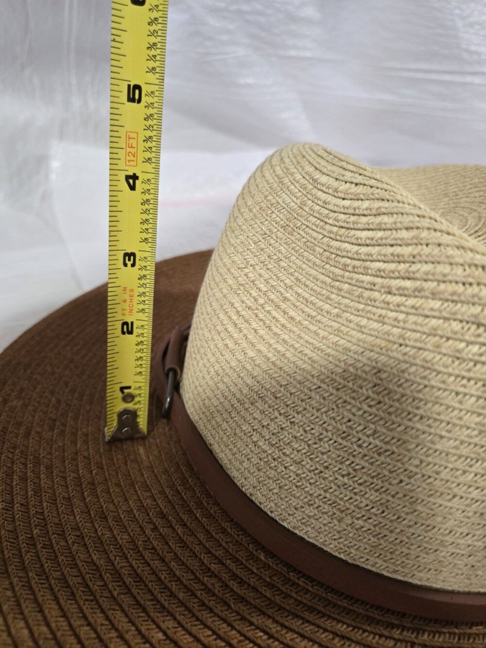 DPC Two Tone Wide Brim Sun Hat Camel Cream Packable One Size Resort Beach - Picture 7 of 7